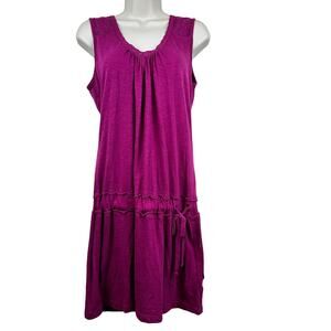 prAna Breathe Dress Sleeveless V-Neck Crochet Back Drop Waist Fushcia S Outdoor